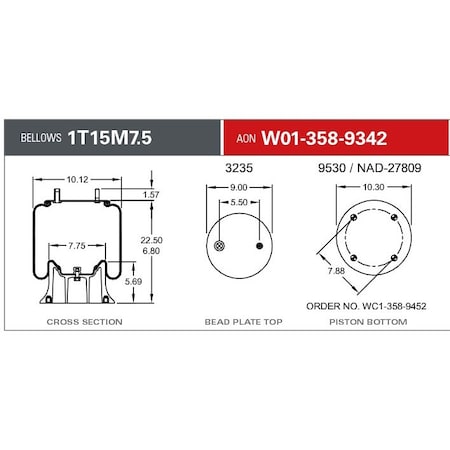 Firestone Air Spring, Suspension, 1T-Reversible Sleeve W013589342